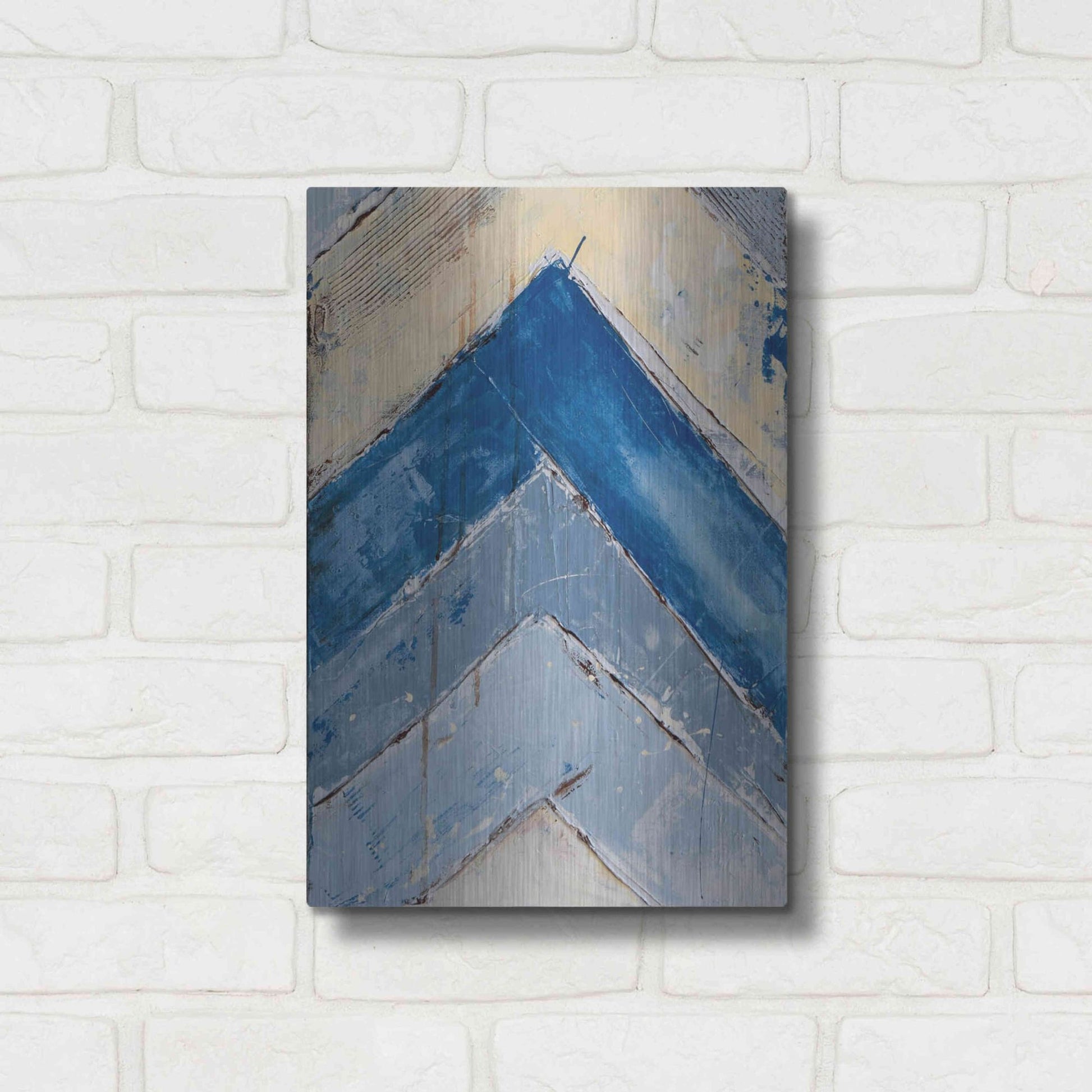 Luxe Metal Art 'Blue Zag II' by Erin Ashley, Metal Wall Art,12x16