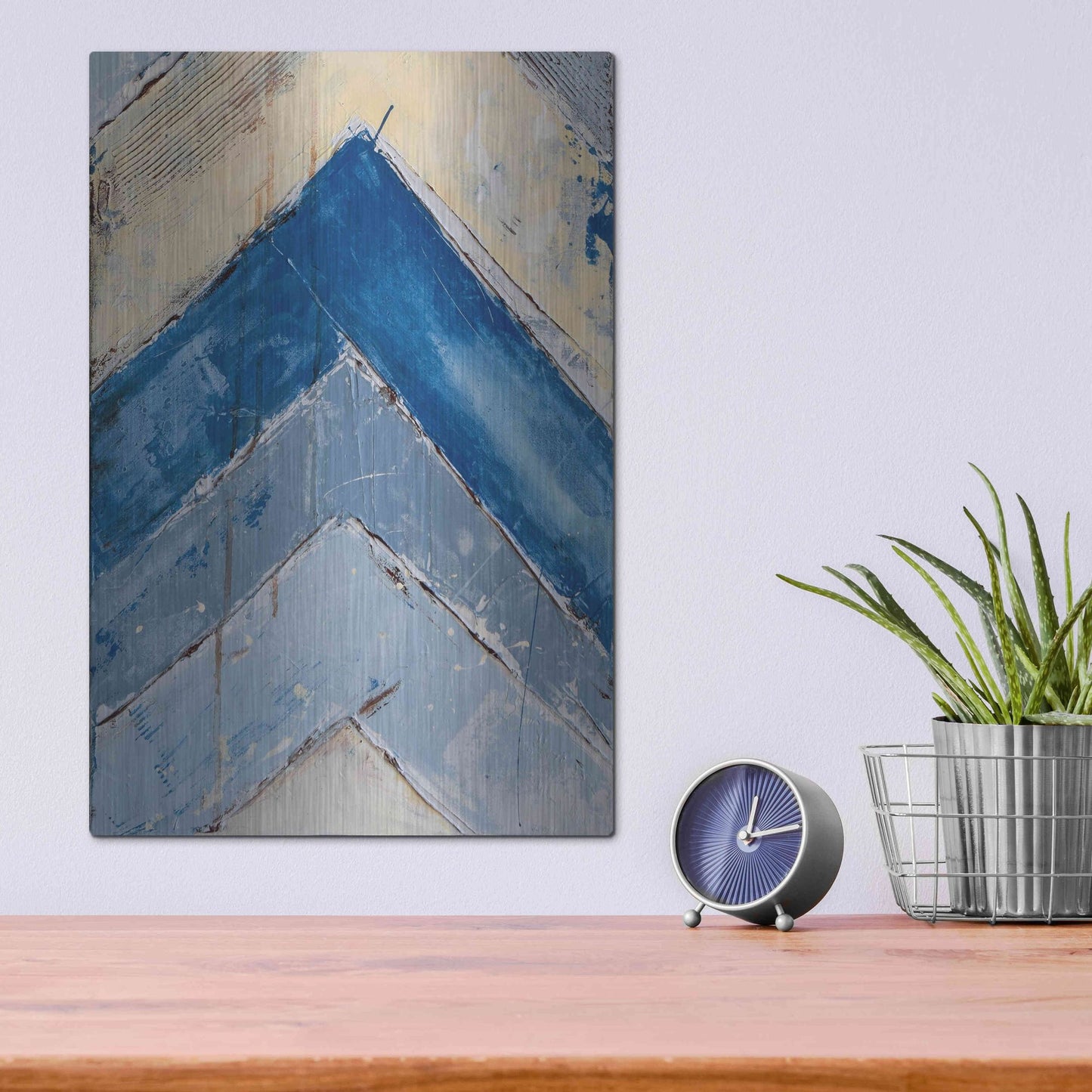 Luxe Metal Art 'Blue Zag II' by Erin Ashley, Metal Wall Art,12x16