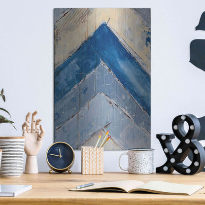 Luxe Metal Art 'Blue Zag II' by Erin Ashley, Metal Wall Art,12x16