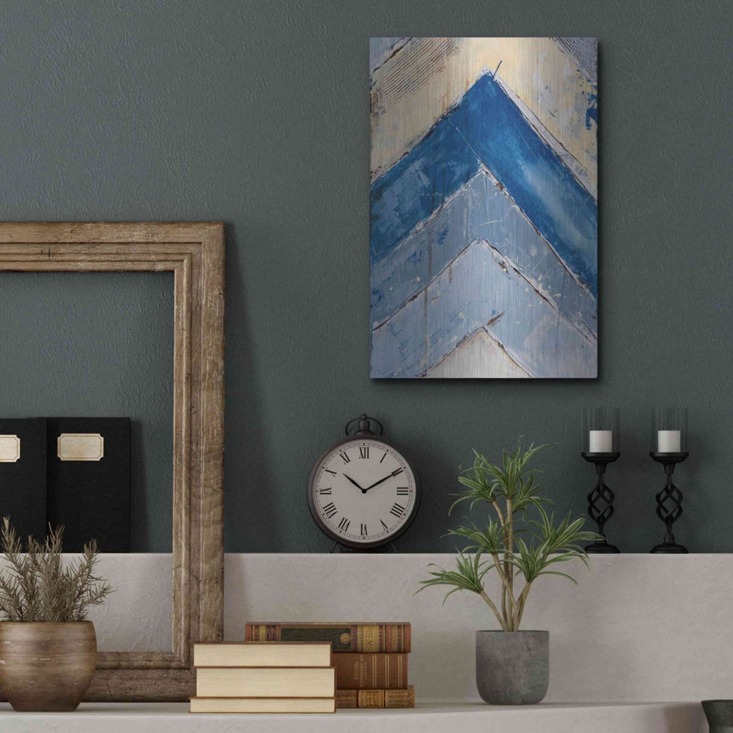 Luxe Metal Art 'Blue Zag II' by Erin Ashley, Metal Wall Art,12x16