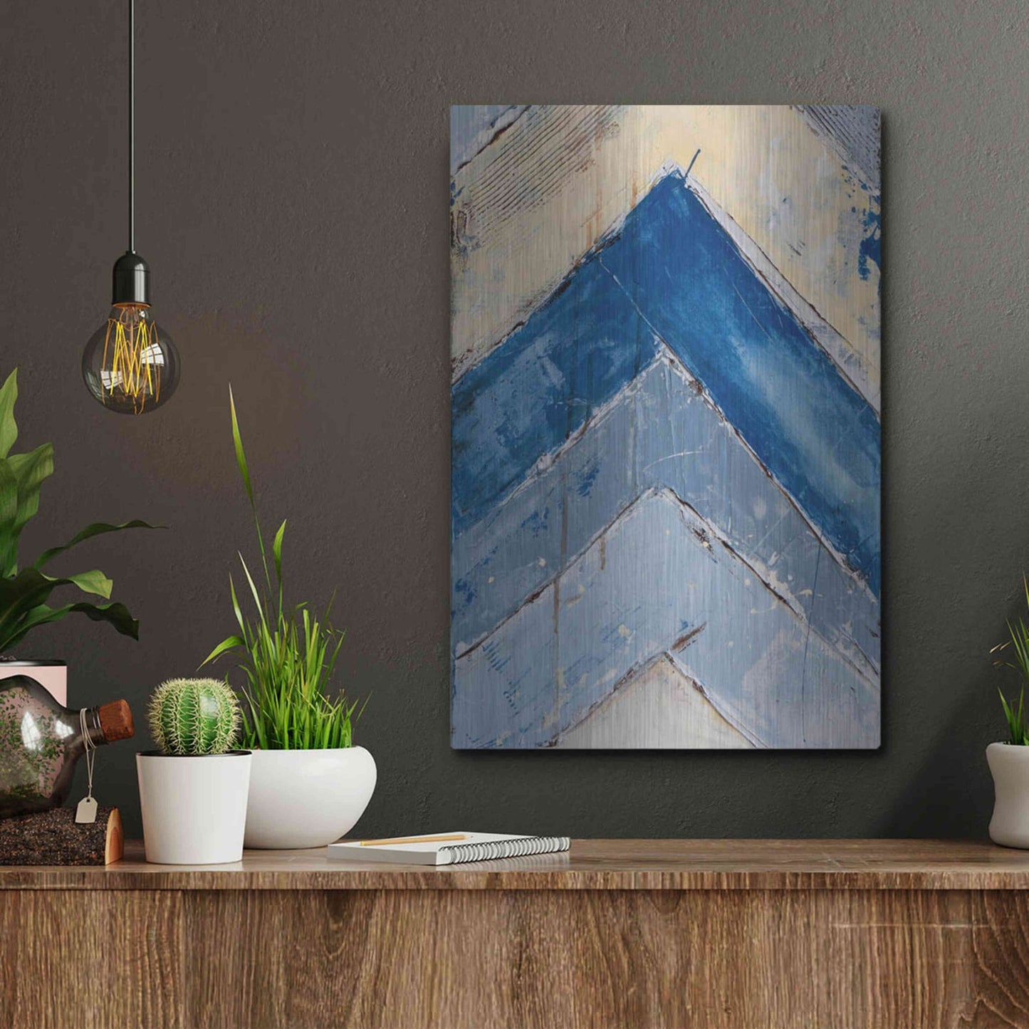 Luxe Metal Art 'Blue Zag II' by Erin Ashley, Metal Wall Art,12x16