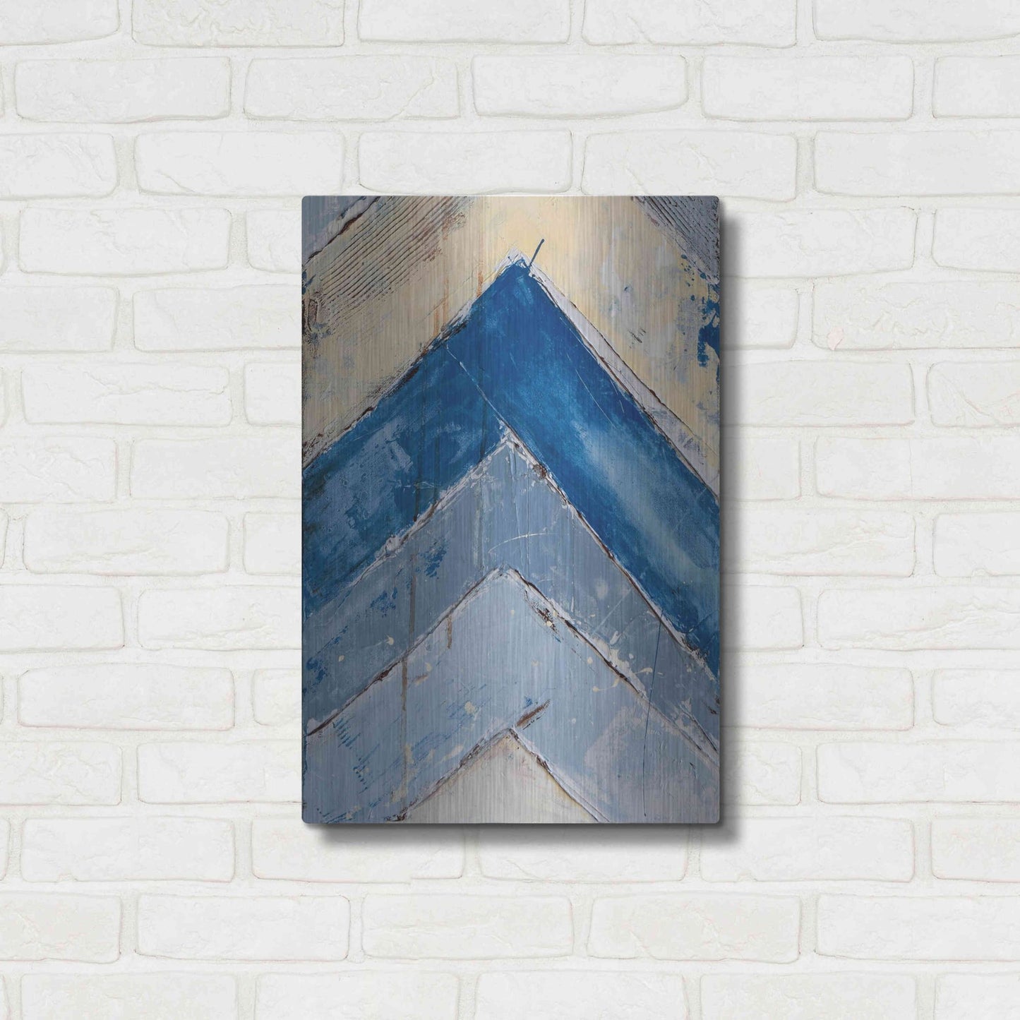 Luxe Metal Art 'Blue Zag II' by Erin Ashley, Metal Wall Art,16x24