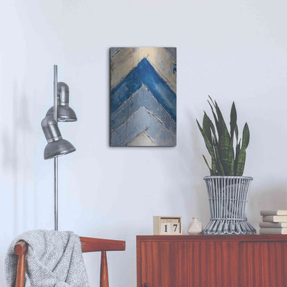 Luxe Metal Art 'Blue Zag II' by Erin Ashley, Metal Wall Art,16x24