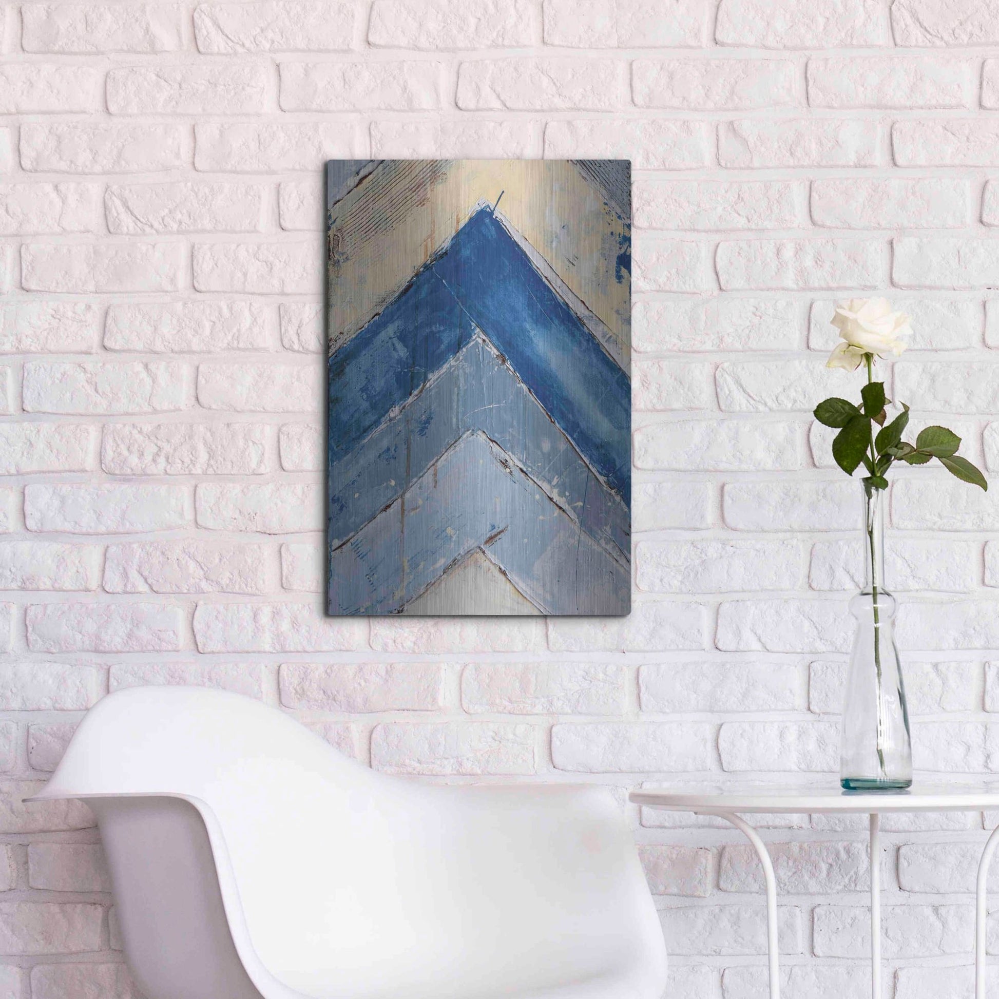 Luxe Metal Art 'Blue Zag II' by Erin Ashley, Metal Wall Art,16x24