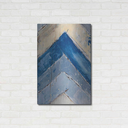 Luxe Metal Art 'Blue Zag II' by Erin Ashley, Metal Wall Art,24x36