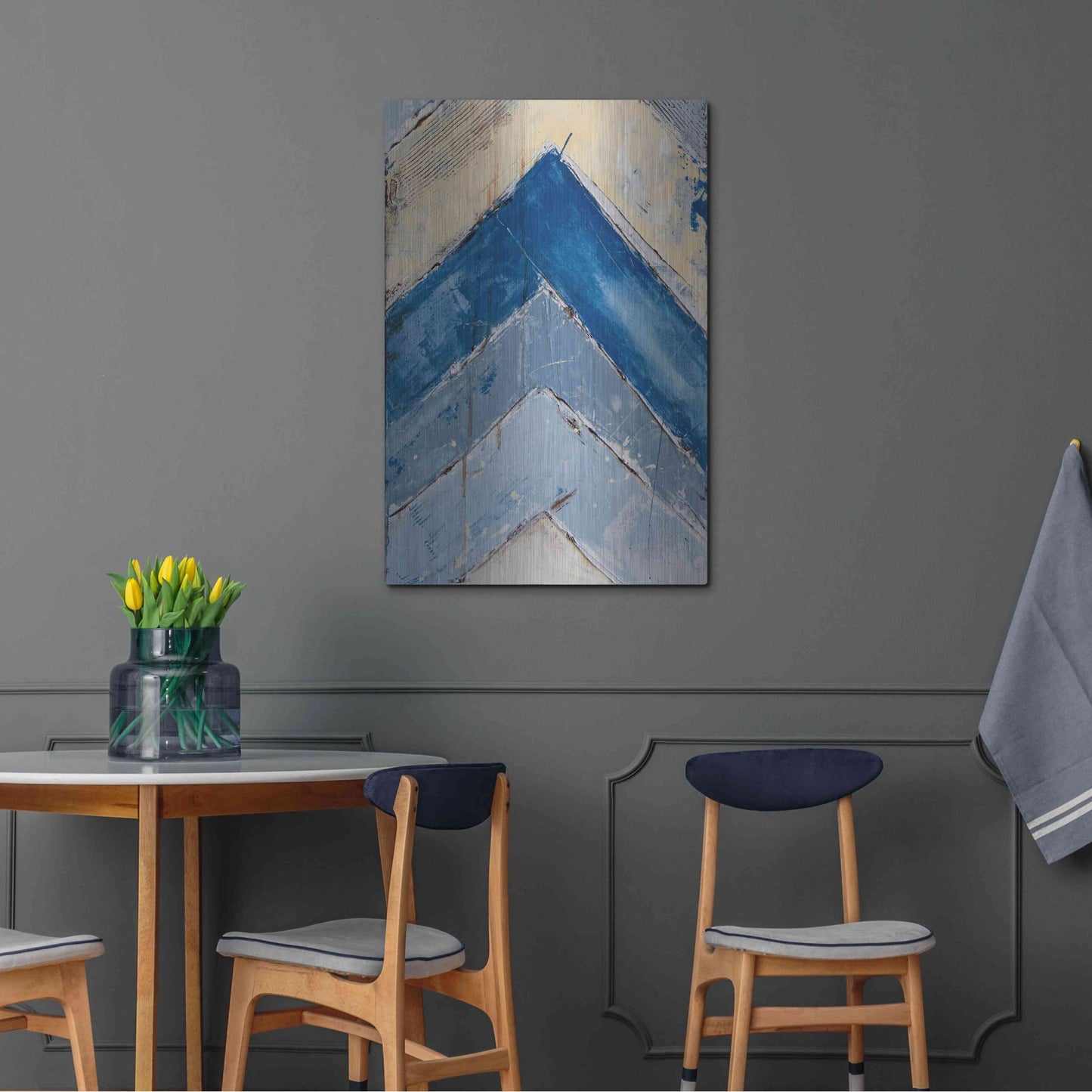 Luxe Metal Art 'Blue Zag II' by Erin Ashley, Metal Wall Art,24x36