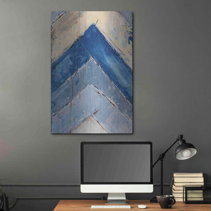 Luxe Metal Art 'Blue Zag II' by Erin Ashley, Metal Wall Art,24x36