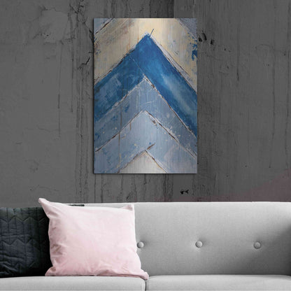 Luxe Metal Art 'Blue Zag II' by Erin Ashley, Metal Wall Art,24x36