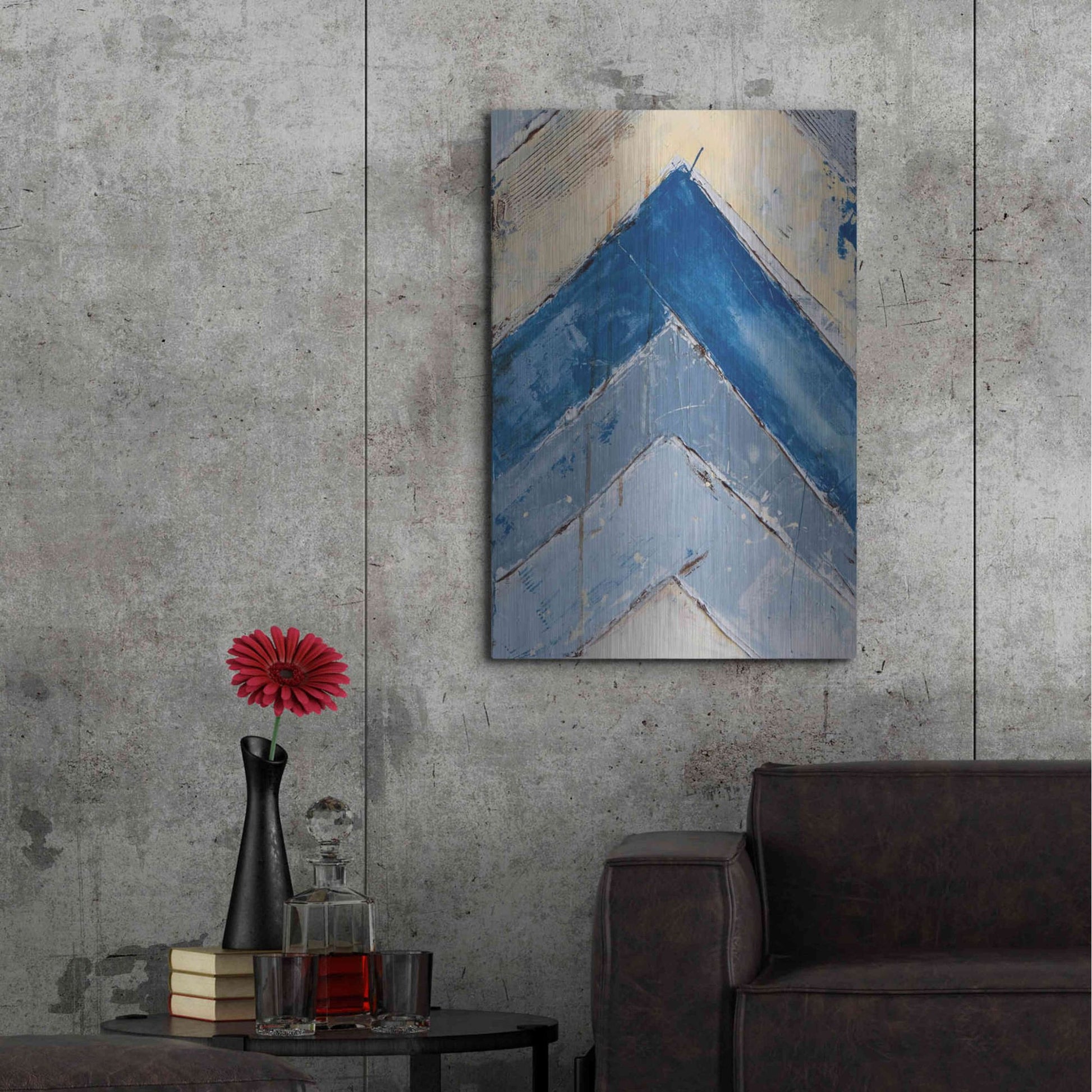 Luxe Metal Art 'Blue Zag II' by Erin Ashley, Metal Wall Art,24x36