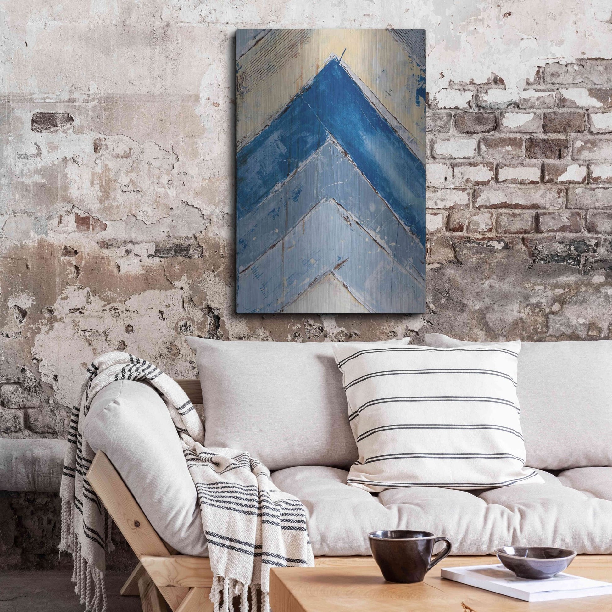 Luxe Metal Art 'Blue Zag II' by Erin Ashley, Metal Wall Art,24x36