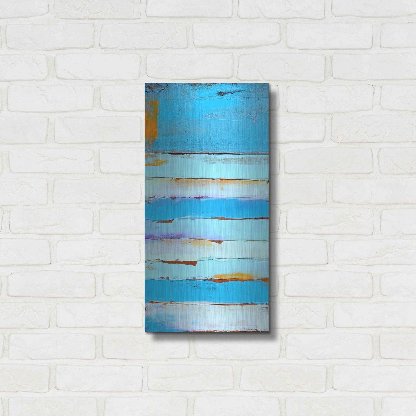 Luxe Metal Art 'Blue Jam I' by Erin Ashley, Metal Wall Art,12x24