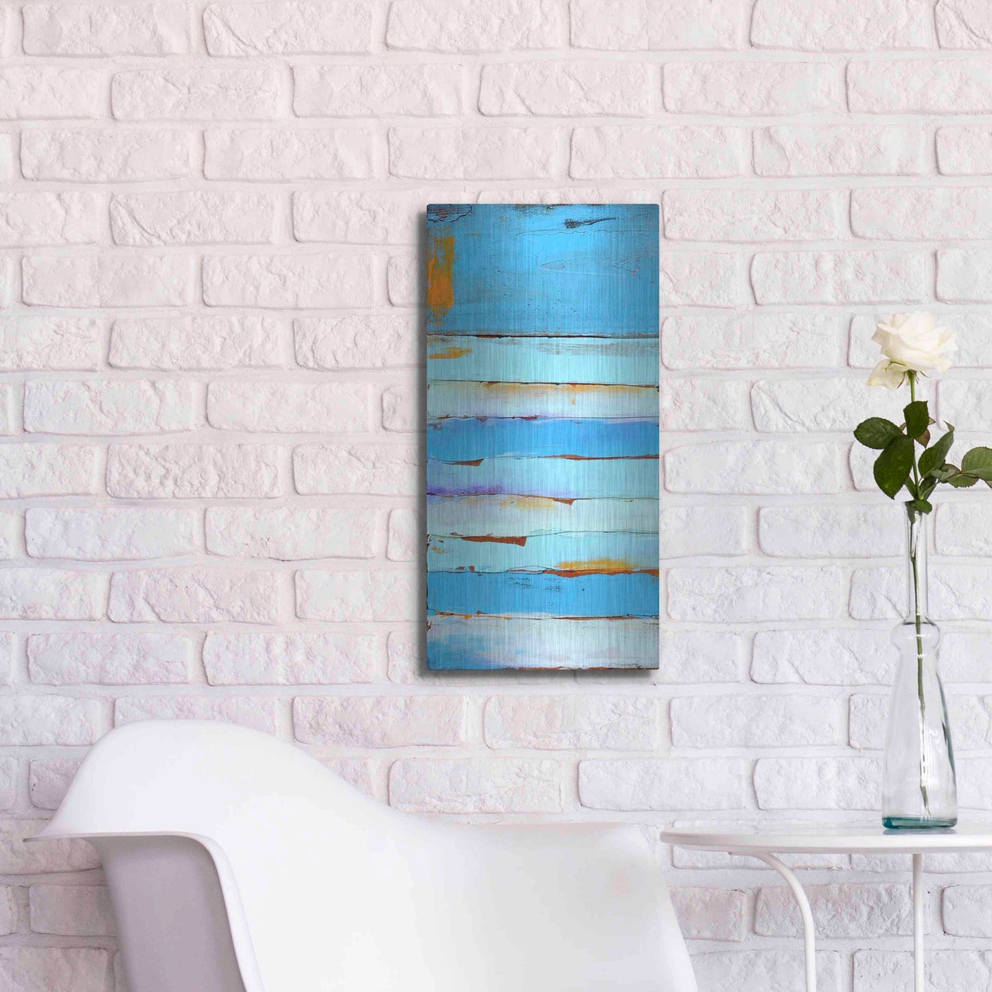 Luxe Metal Art 'Blue Jam I' by Erin Ashley, Metal Wall Art,12x24