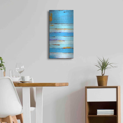 Luxe Metal Art 'Blue Jam I' by Erin Ashley, Metal Wall Art,12x24