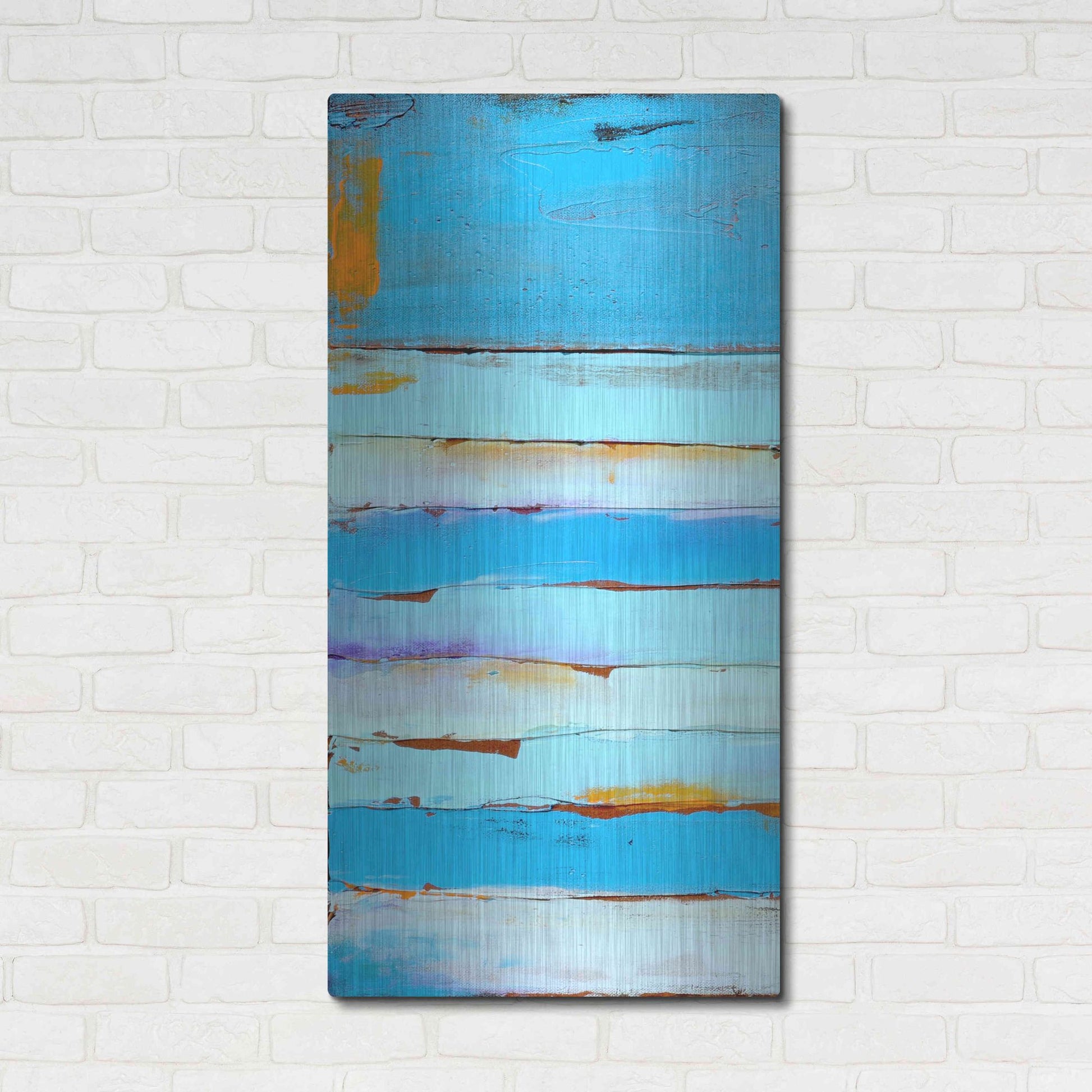 Luxe Metal Art 'Blue Jam I' by Erin Ashley, Metal Wall Art,24x48