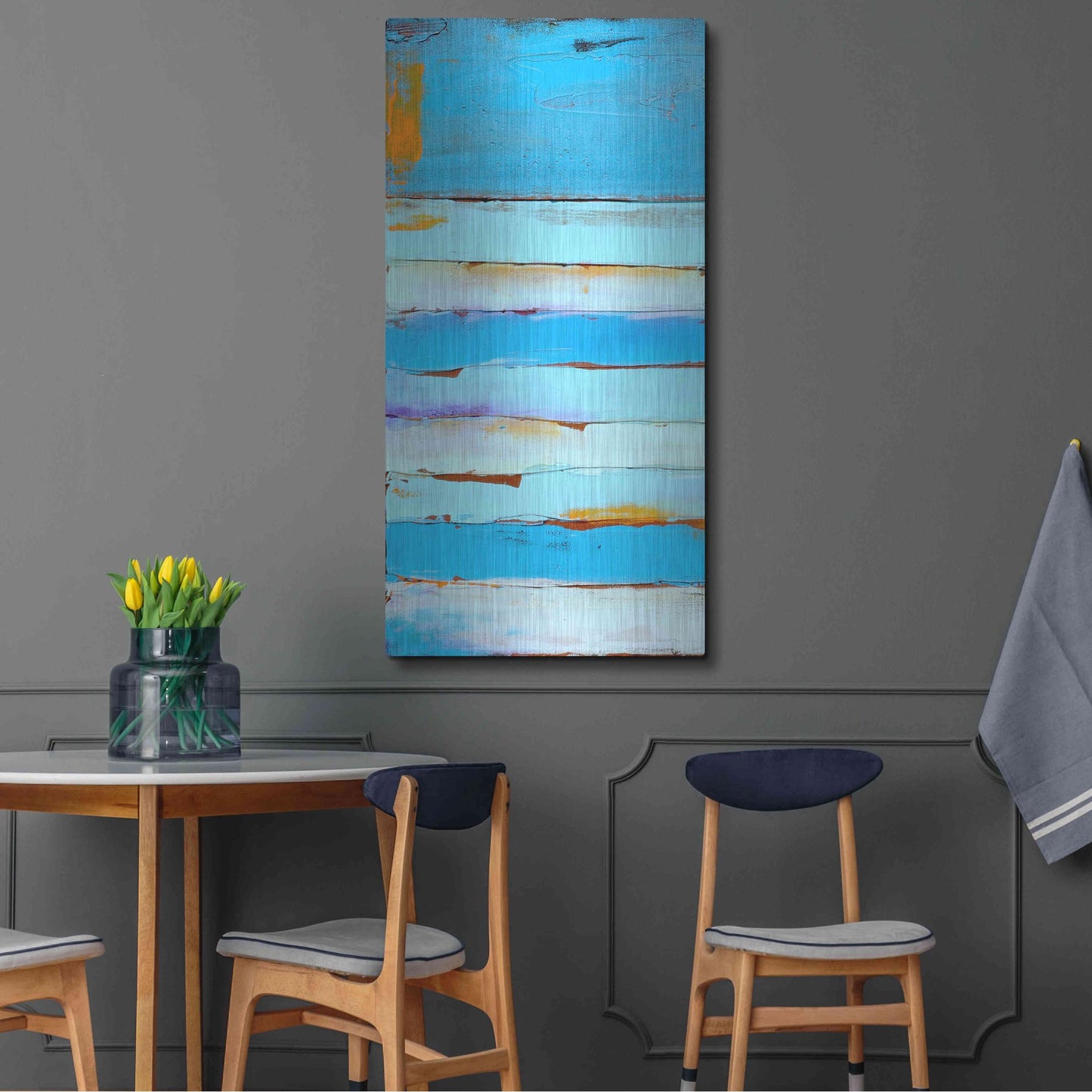 Luxe Metal Art 'Blue Jam I' by Erin Ashley, Metal Wall Art,24x48