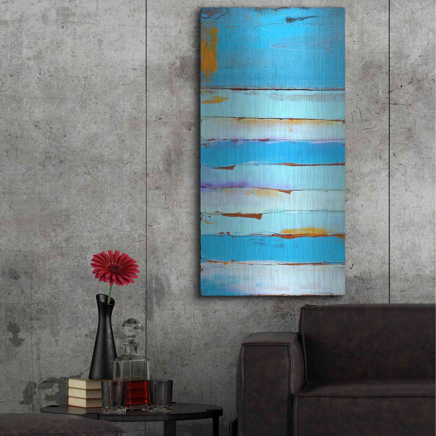 Luxe Metal Art 'Blue Jam I' by Erin Ashley, Metal Wall Art,24x48