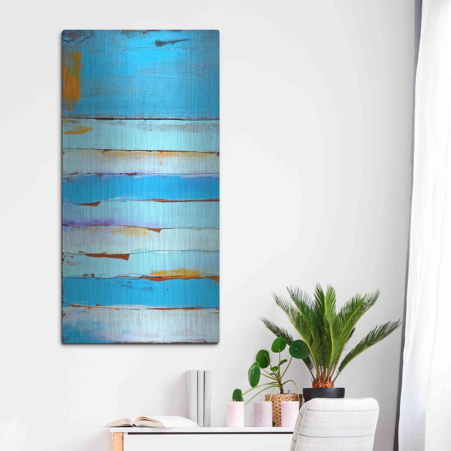 Luxe Metal Art 'Blue Jam I' by Erin Ashley, Metal Wall Art,24x48