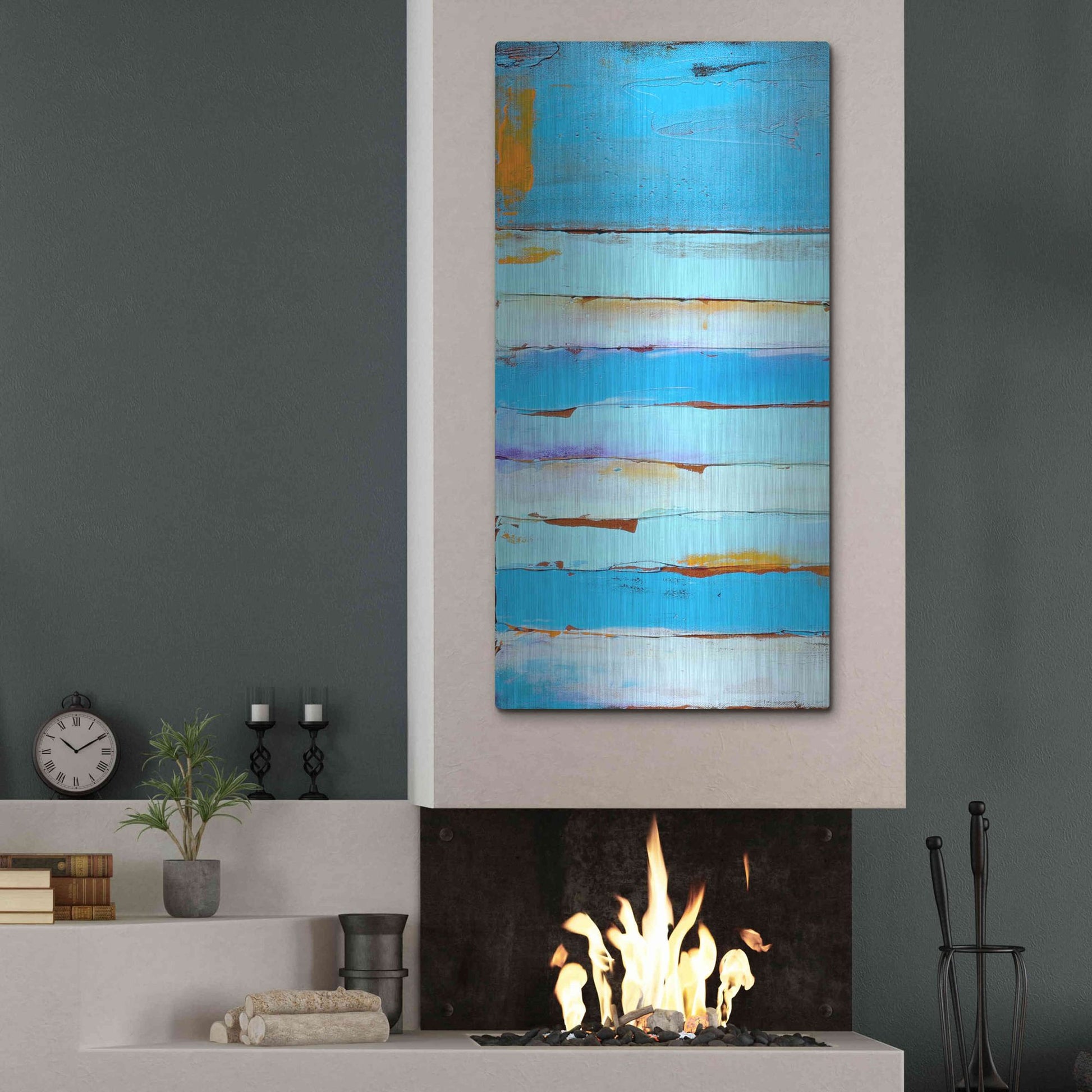 Luxe Metal Art 'Blue Jam I' by Erin Ashley, Metal Wall Art,24x48