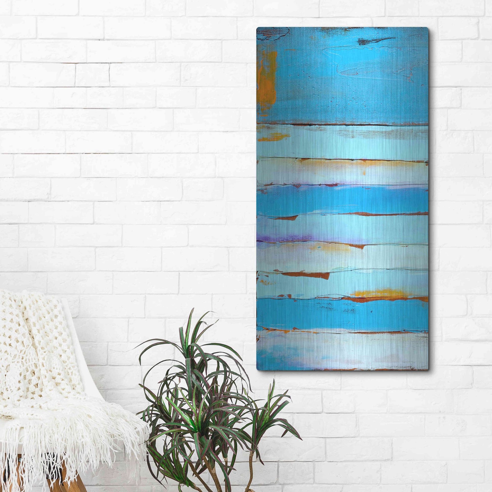 Luxe Metal Art 'Blue Jam I' by Erin Ashley, Metal Wall Art,24x48