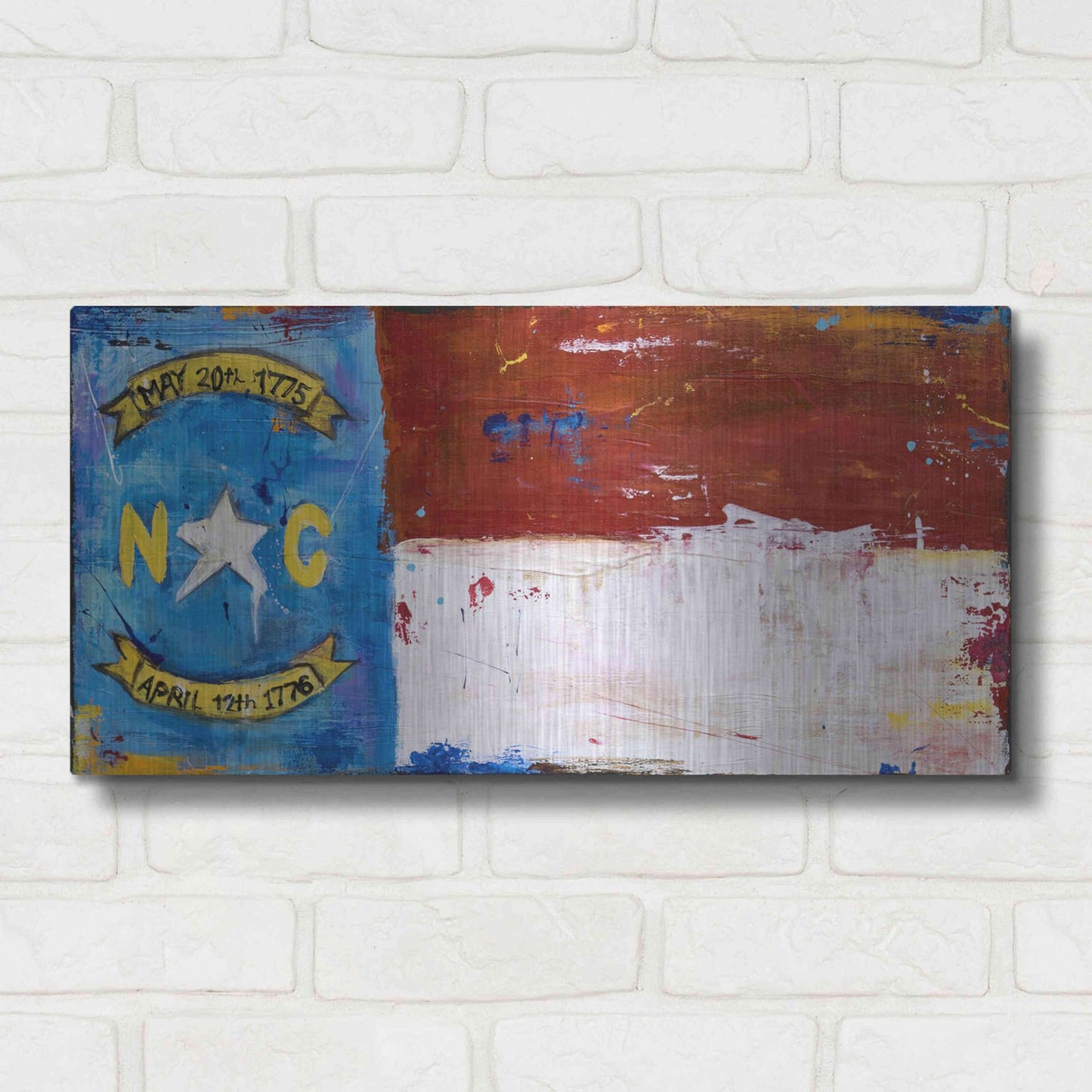 Luxe Metal Art 'NC Flag' by Erin Ashley, Metal Wall Art,24x12