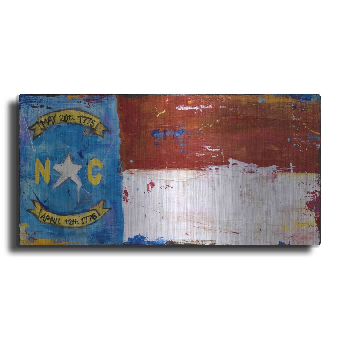 Luxe Metal Art 'NC Flag' by Erin Ashley, Metal Wall Art,24x12