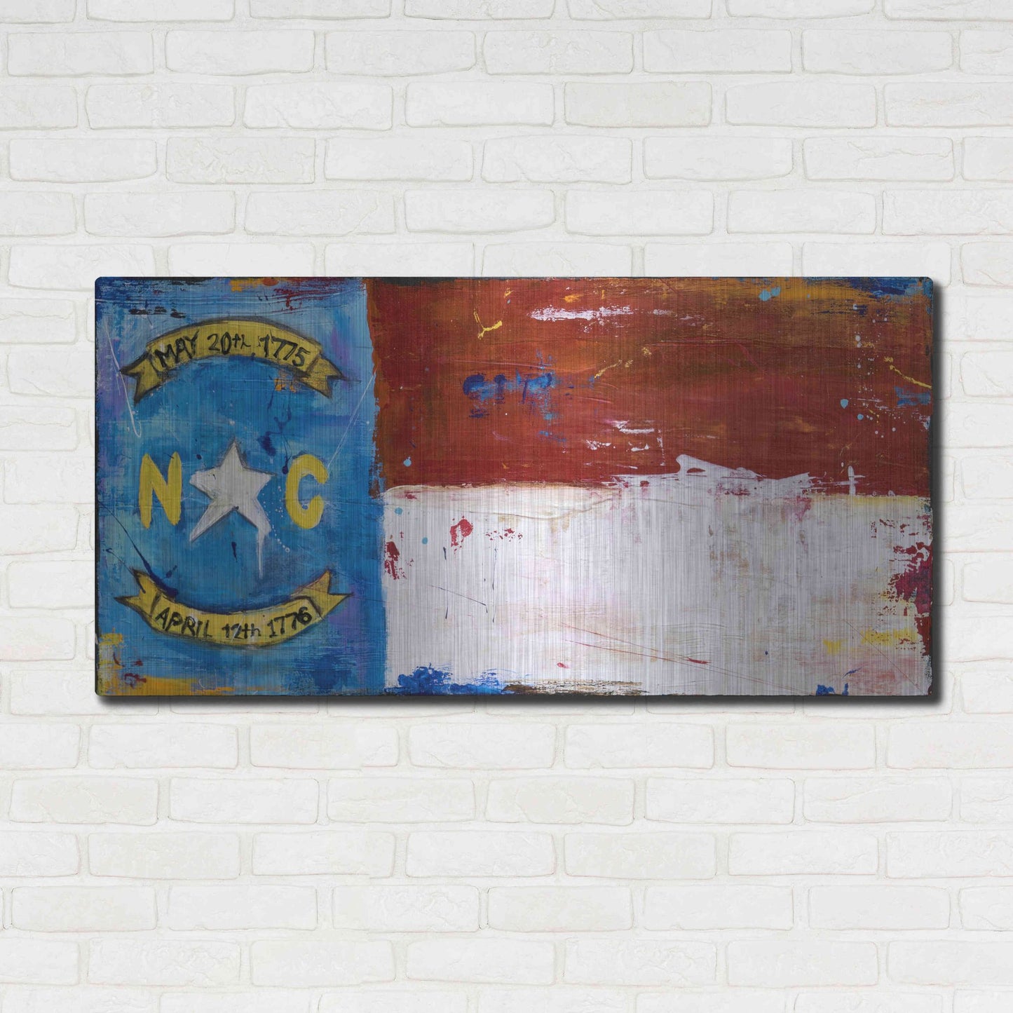 Luxe Metal Art 'NC Flag' by Erin Ashley, Metal Wall Art,48x24