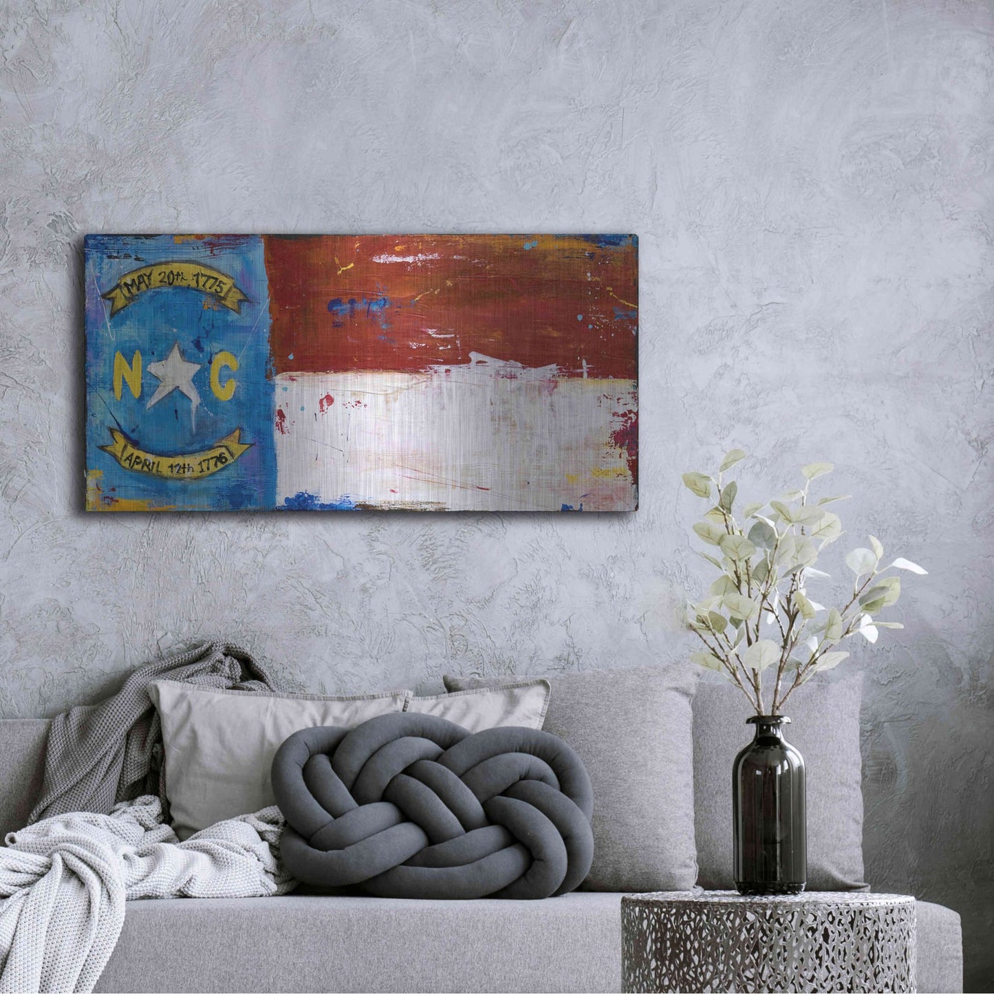 Luxe Metal Art 'NC Flag' by Erin Ashley, Metal Wall Art,48x24