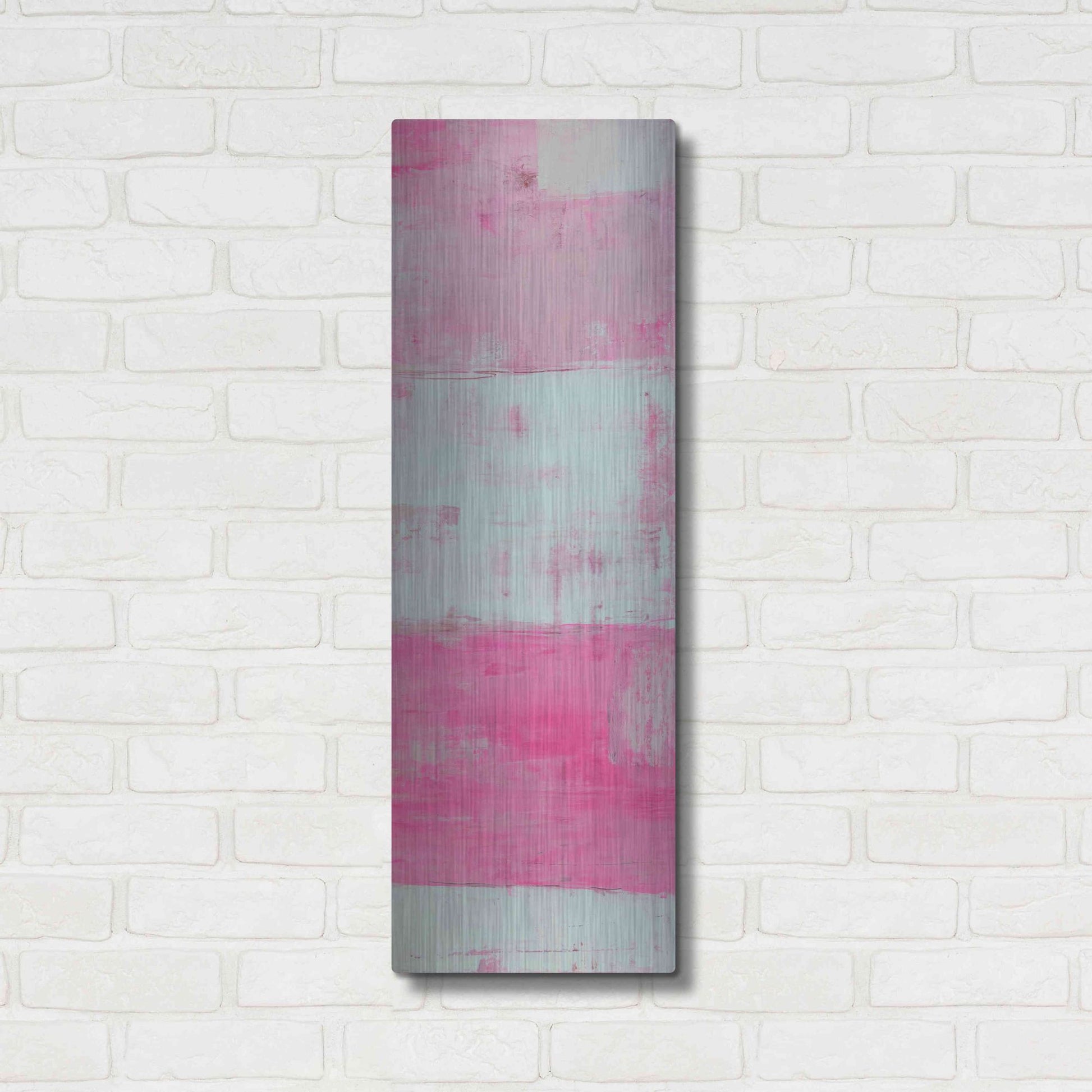 Luxe Metal Art 'Panels in Pink II' by Erin Ashley, Metal Wall Art,12x36