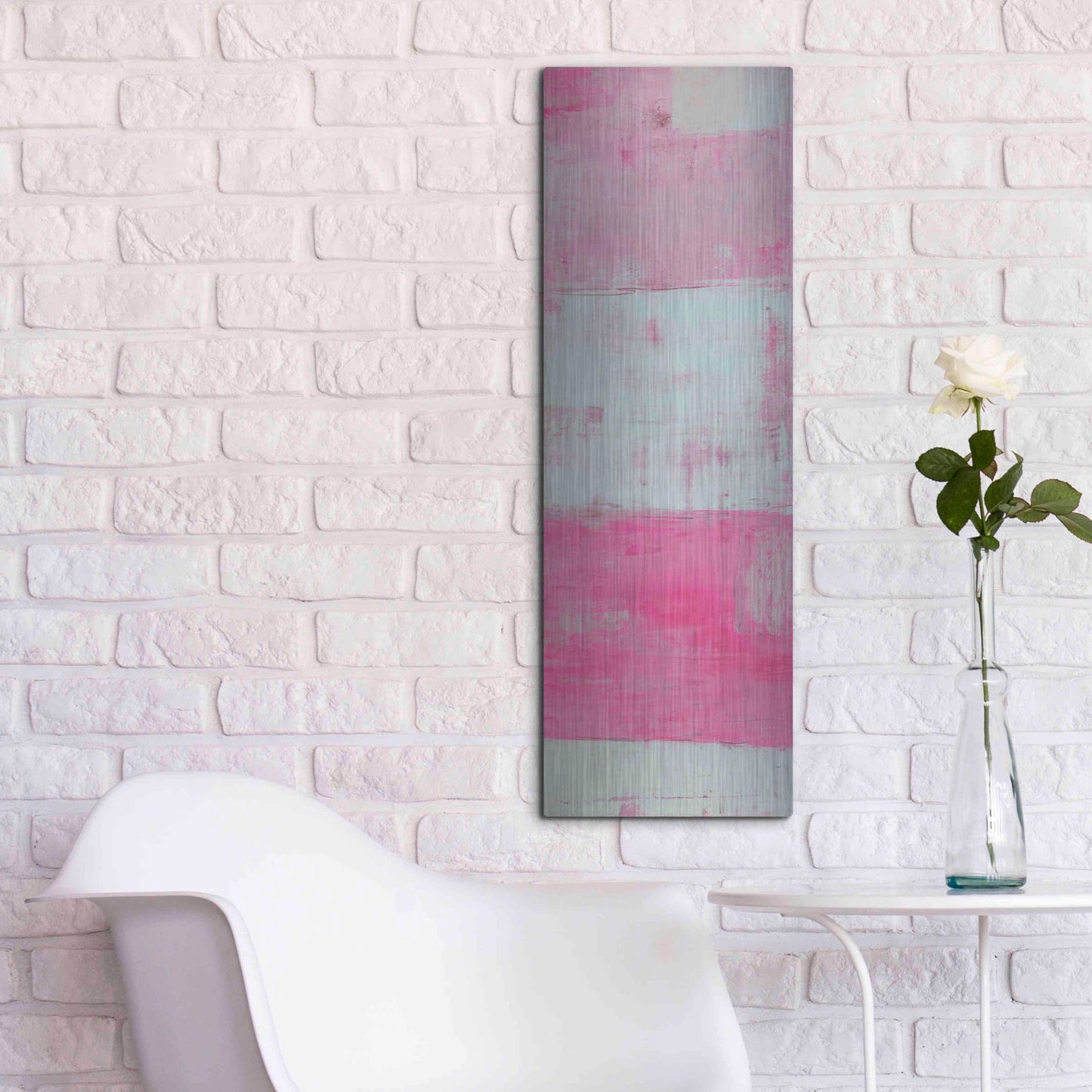 Luxe Metal Art 'Panels in Pink II' by Erin Ashley, Metal Wall Art,12x36