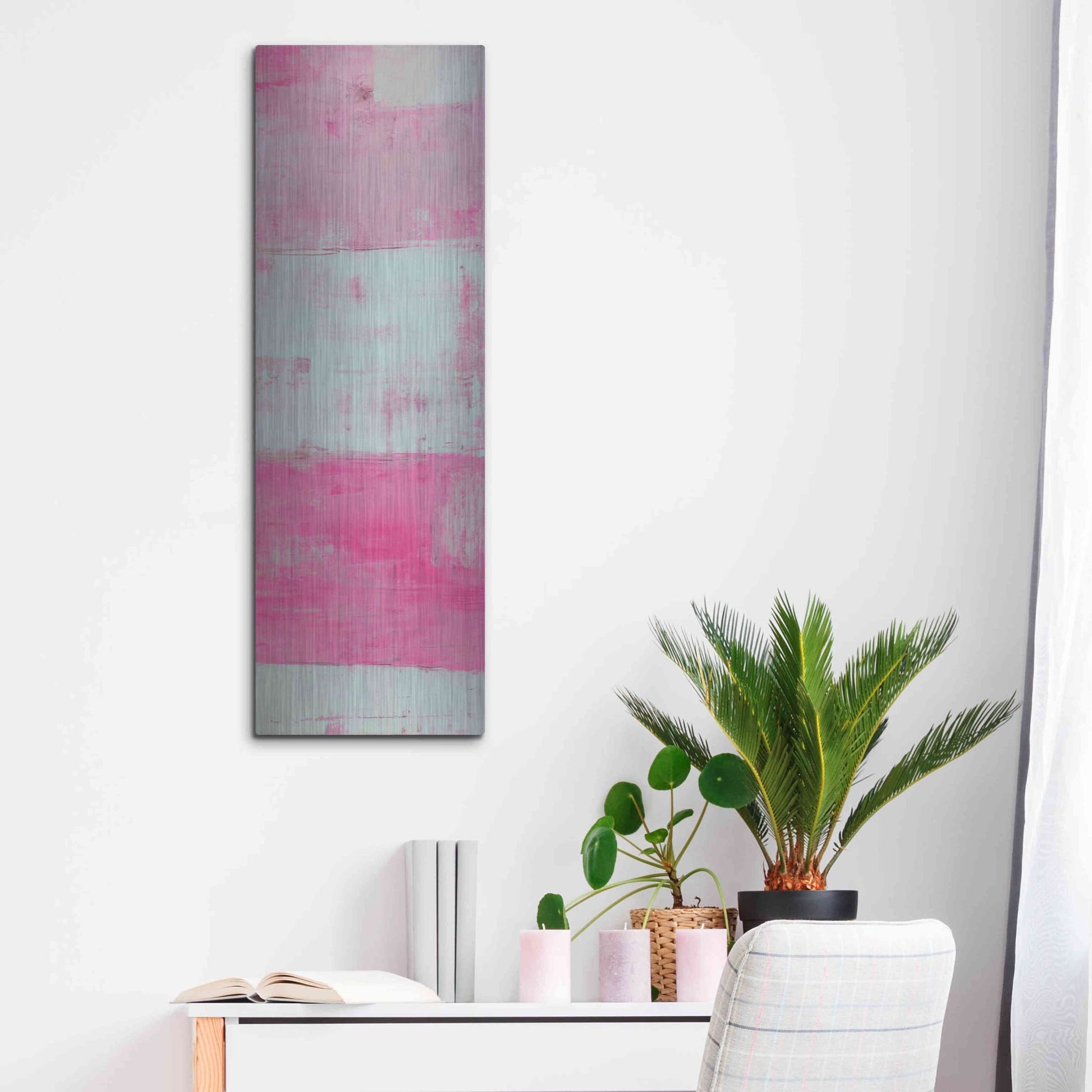 Luxe Metal Art 'Panels in Pink II' by Erin Ashley, Metal Wall Art,12x36