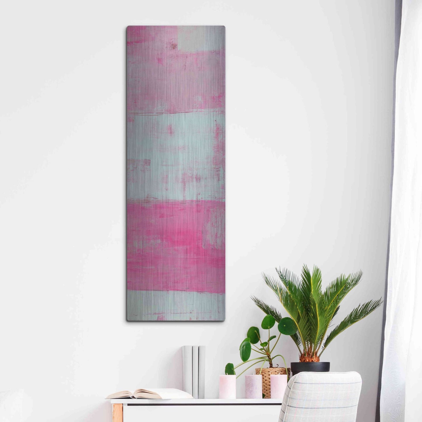 Luxe Metal Art 'Panels in Pink II' by Erin Ashley, Metal Wall Art,16x48