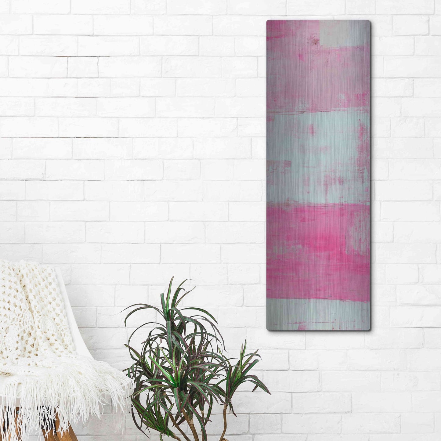 Luxe Metal Art 'Panels in Pink II' by Erin Ashley, Metal Wall Art,16x48