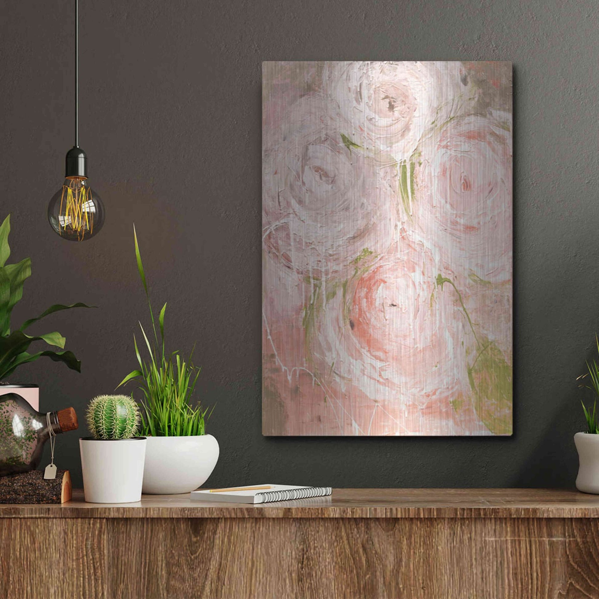 Luxe Metal Art 'Vintage Rose' by Erin Ashley, Metal Wall Art,12x16