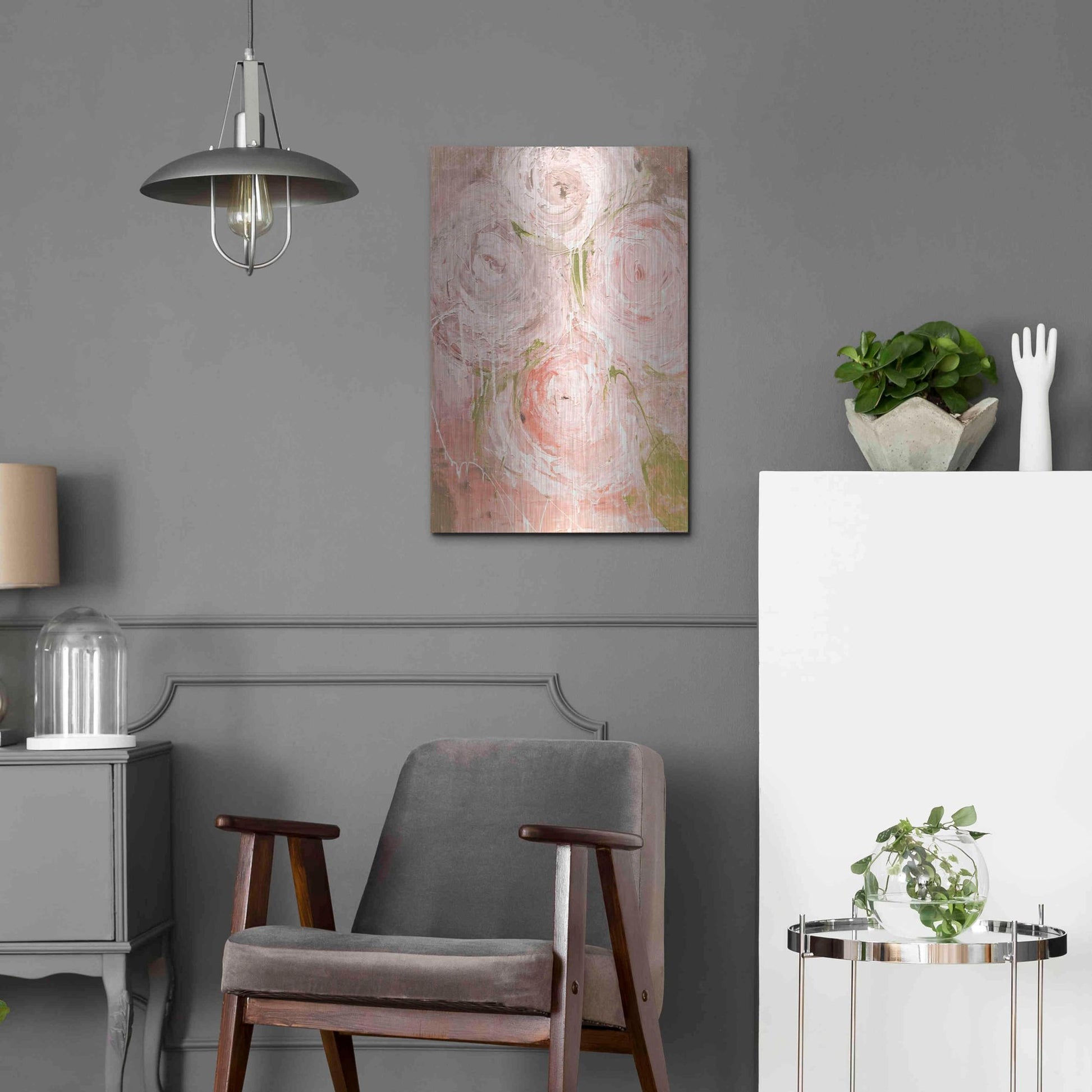 Luxe Metal Art 'Vintage Rose' by Erin Ashley, Metal Wall Art,16x24