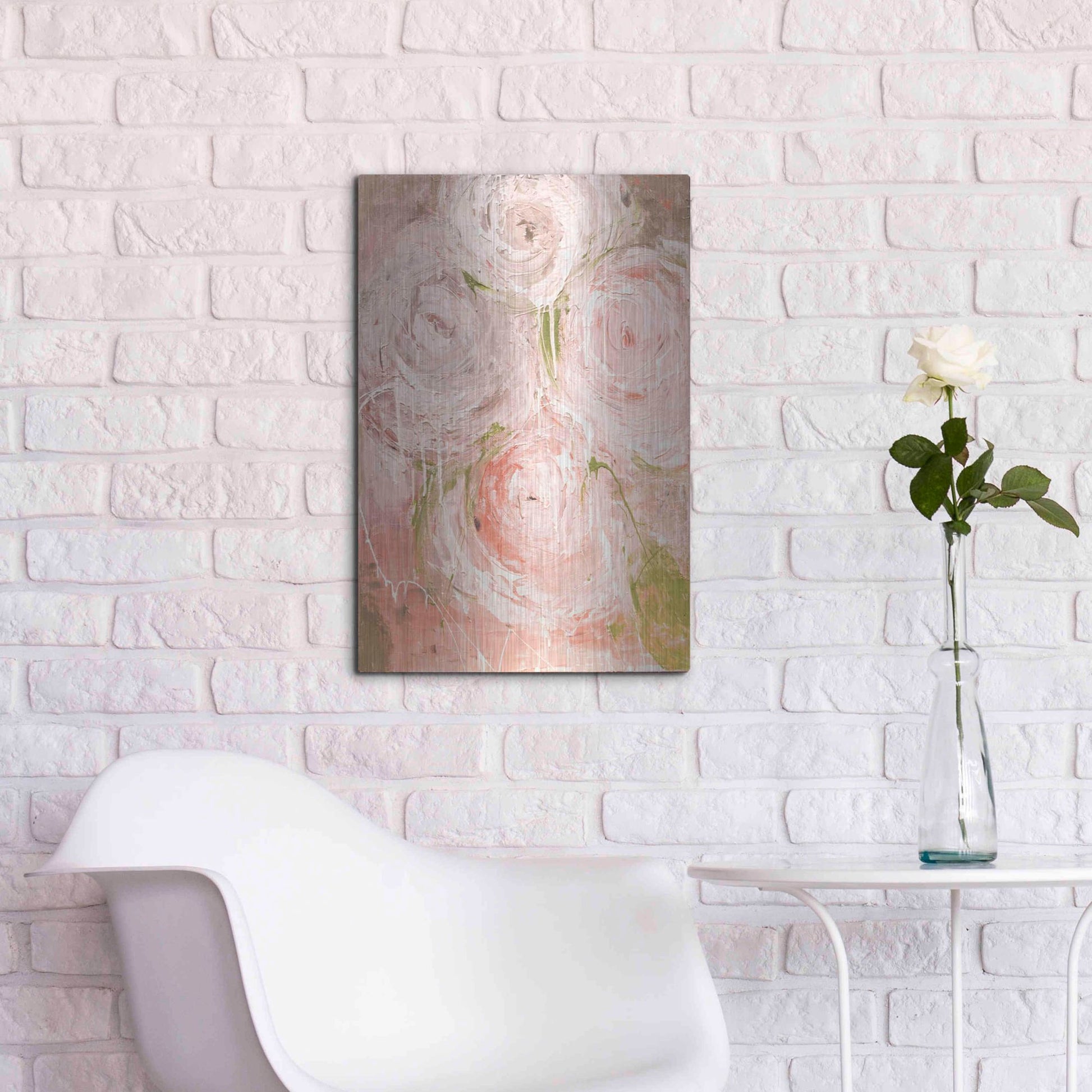 Luxe Metal Art 'Vintage Rose' by Erin Ashley, Metal Wall Art,16x24