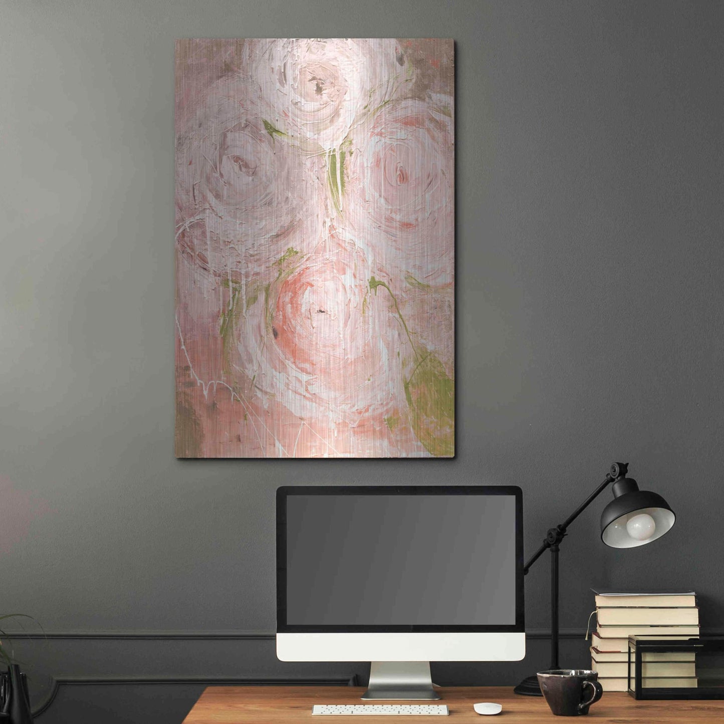 Luxe Metal Art 'Vintage Rose' by Erin Ashley, Metal Wall Art,24x36