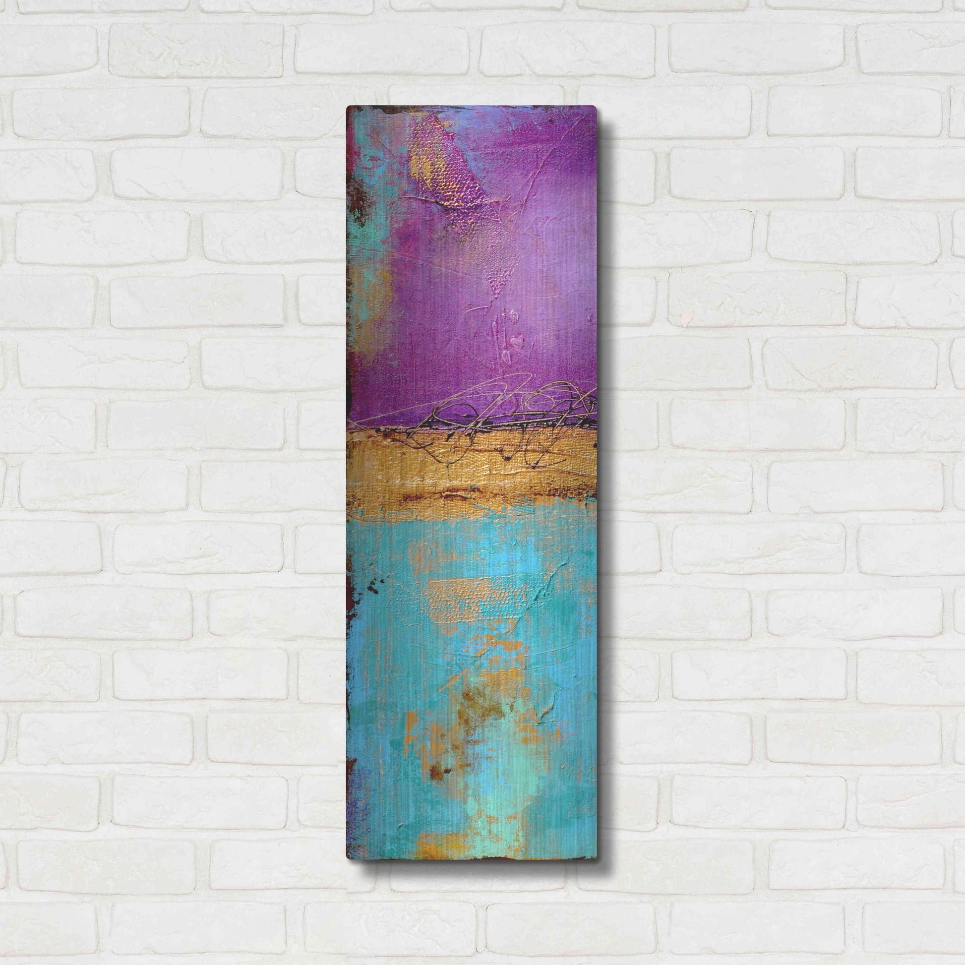 Luxe Metal Art 'Jewel of the Nile I' by Erin Ashley, Metal Wall Art,12x36