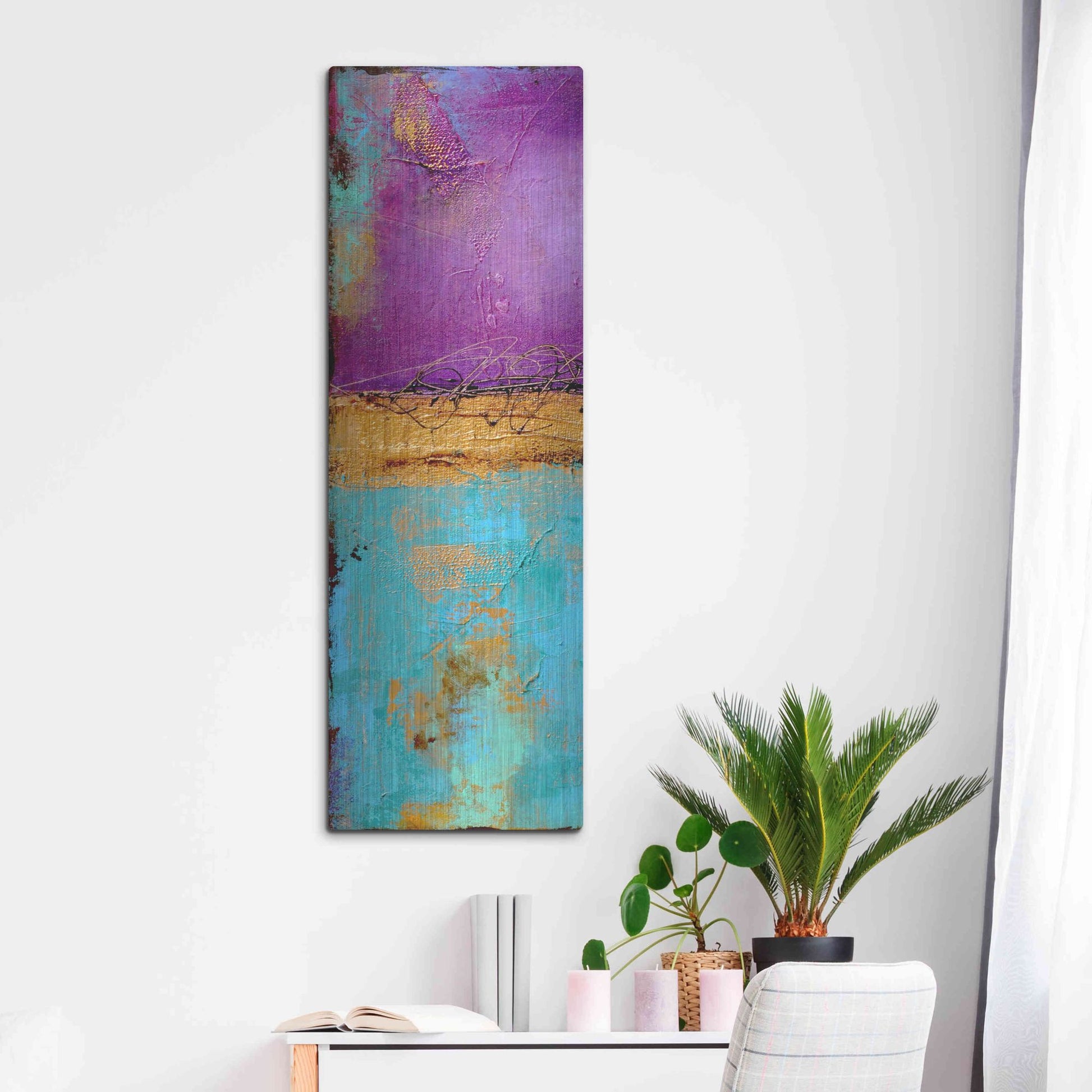 Luxe Metal Art 'Jewel of the Nile I' by Erin Ashley, Metal Wall Art,16x48