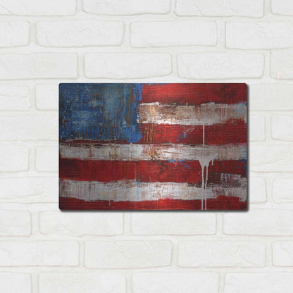 Luxe Metal Art 'Ashley American Flag' by Erin Ashley, Metal Wall Art,16x12