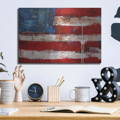 Luxe Metal Art 'Ashley American Flag' by Erin Ashley, Metal Wall Art,16x12