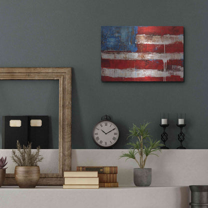 Luxe Metal Art 'Ashley American Flag' by Erin Ashley, Metal Wall Art,16x12