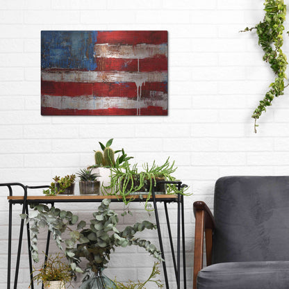 Luxe Metal Art 'Ashley American Flag' by Erin Ashley, Metal Wall Art,16x12