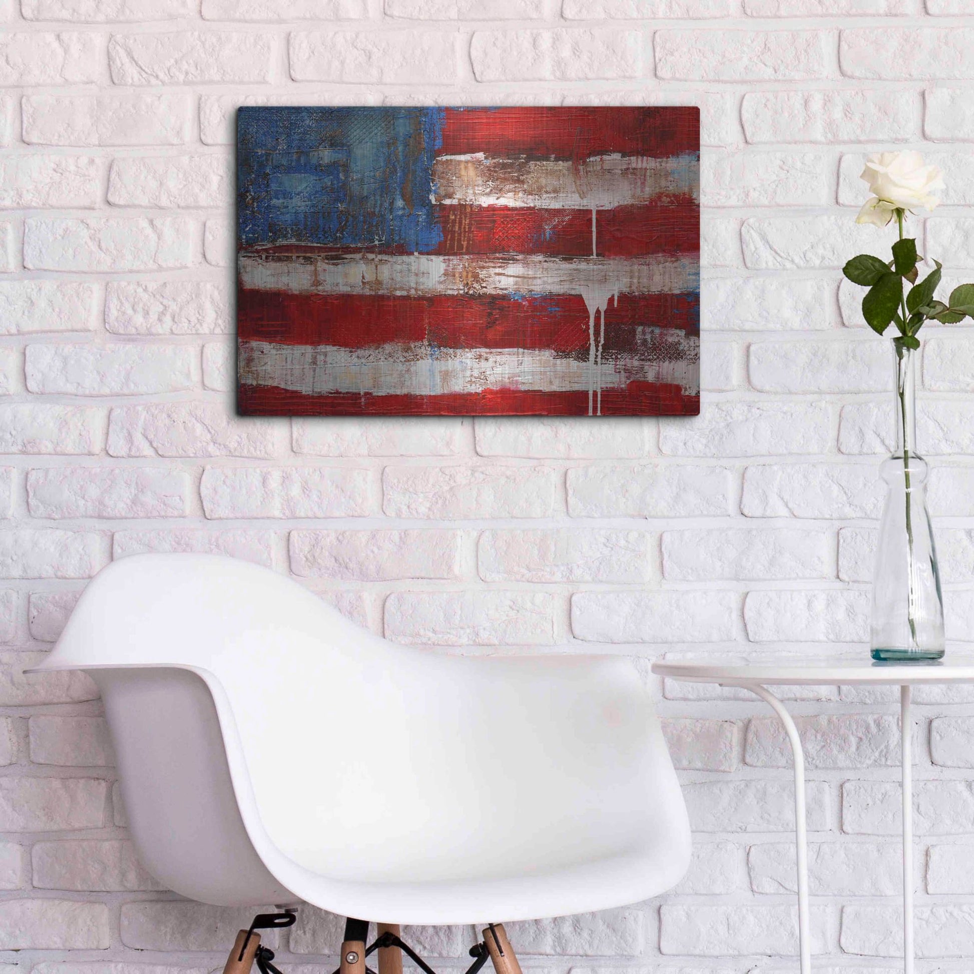 Luxe Metal Art 'Ashley American Flag' by Erin Ashley, Metal Wall Art,24x16