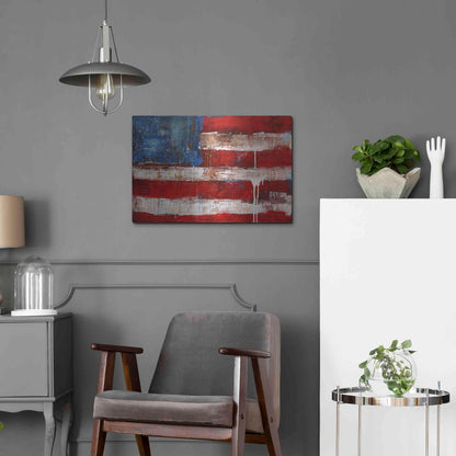 Luxe Metal Art 'Ashley American Flag' by Erin Ashley, Metal Wall Art,24x16