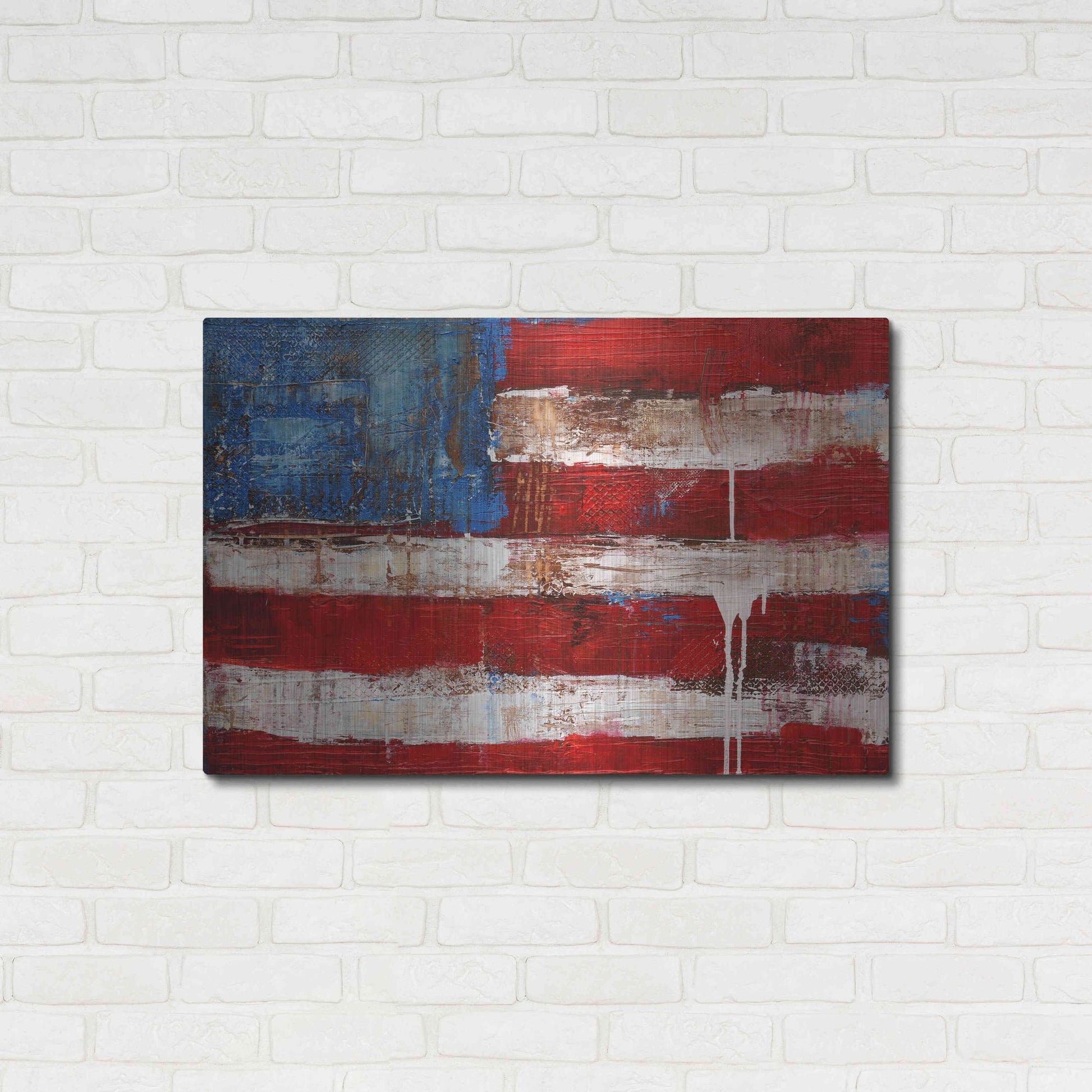 Luxe Metal Art 'Ashley American Flag' by Erin Ashley, Metal Wall Art,36x24