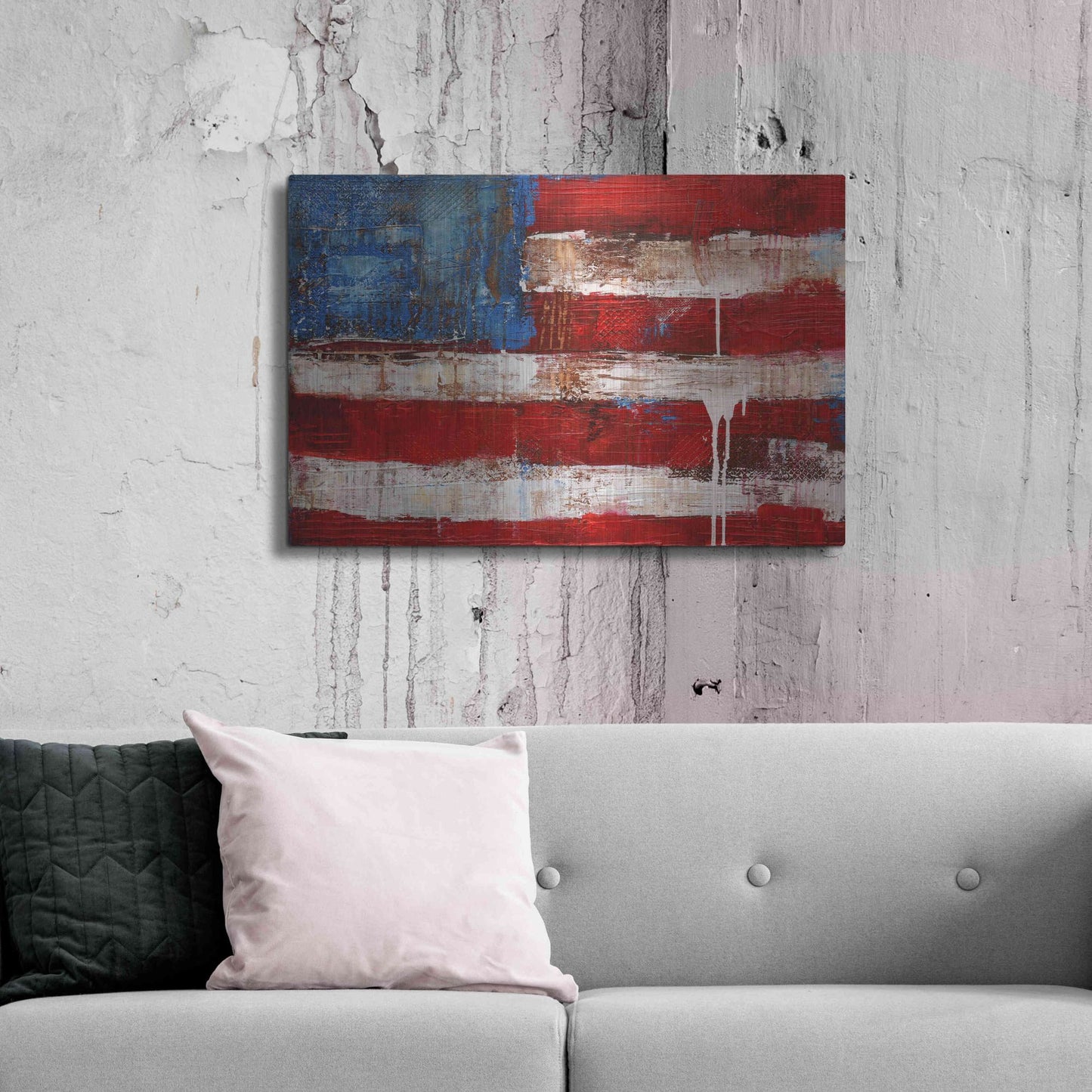 Luxe Metal Art 'Ashley American Flag' by Erin Ashley, Metal Wall Art,36x24