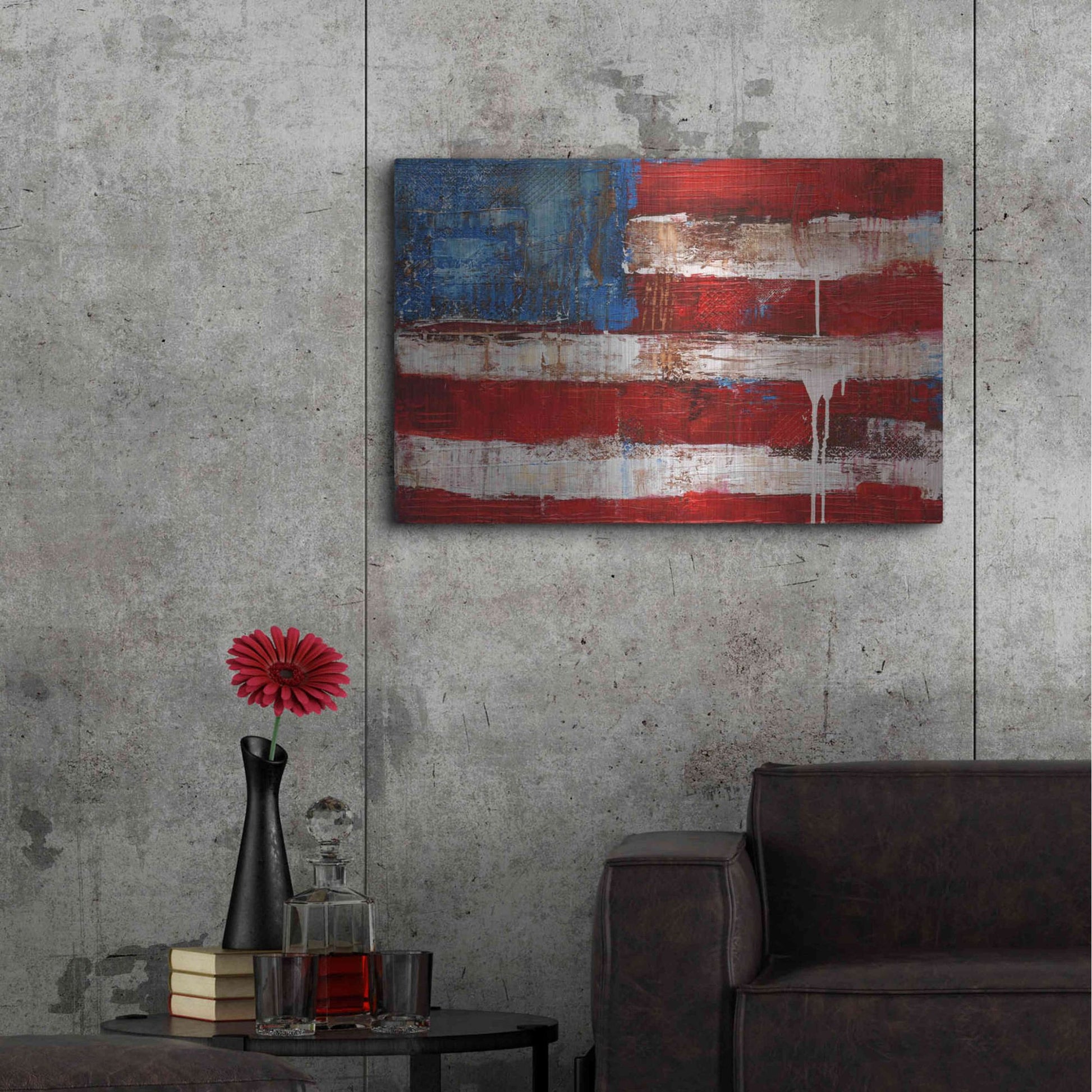 Luxe Metal Art 'Ashley American Flag' by Erin Ashley, Metal Wall Art,36x24