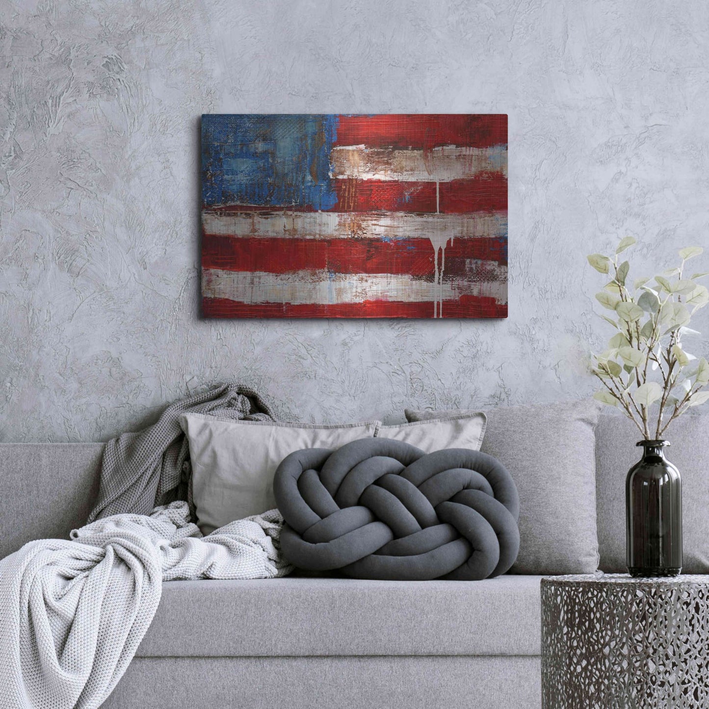 Luxe Metal Art 'Ashley American Flag' by Erin Ashley, Metal Wall Art,36x24