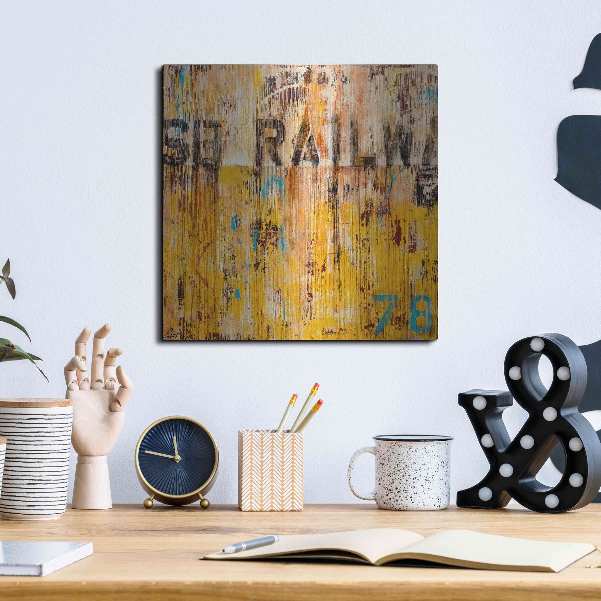 Luxe Metal Art 'Southbound Railway' by Erin Ashley, Metal Wall Art,12x12