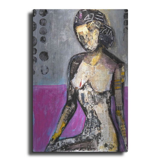 Luxe Metal Art 'Girl in the Media' by Erin Ashley, Metal Wall Art